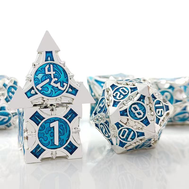 Board Game Dnd - 7ชิ้น D4-D20คอสเพลย์ DND ทองเหลืองทองหลายด้านขอบคมลูกเต๋าคาสิโน RPG ถาดเกมกระดานโต๊ะอัญมณีชุดโลหะหินมังกร
