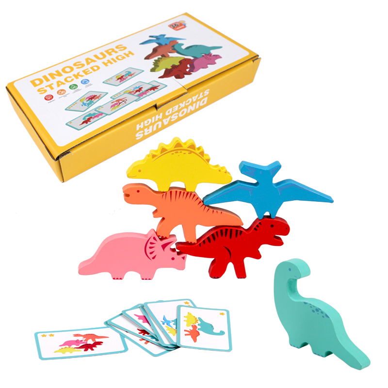 Board Game Word - ไม้บล็อกของเล่นเด็กสัตว์ไดโนเสาร์อาคารซ้อนสูงเกมกระดานไม้ Montessori ของเล่นเด็กของขวัญ