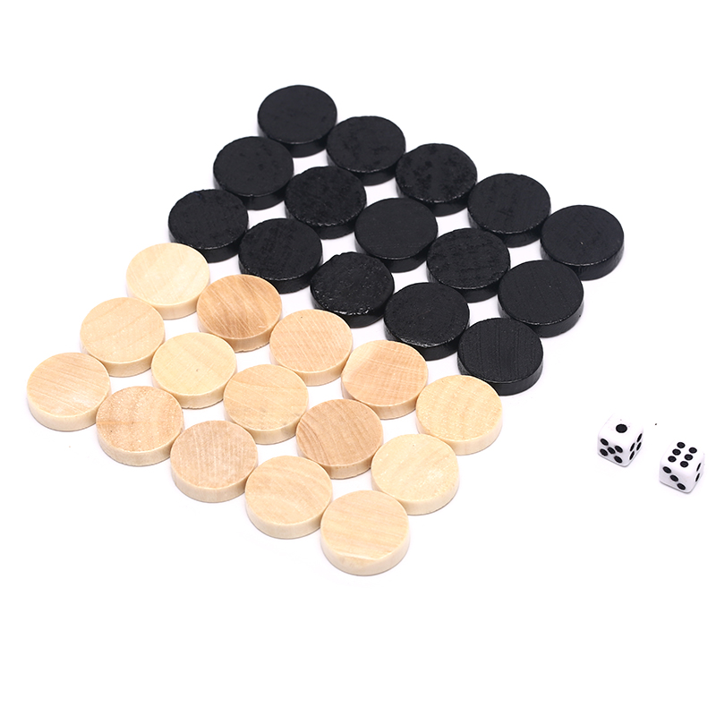 Board Game Harvest - 30Pcs ไม้ร่างหมากฮอสหมากรุกหมากรุกชิ้นสำหรับเด็กเกมกระดาน2ลูกเต๋า1.9ซม.