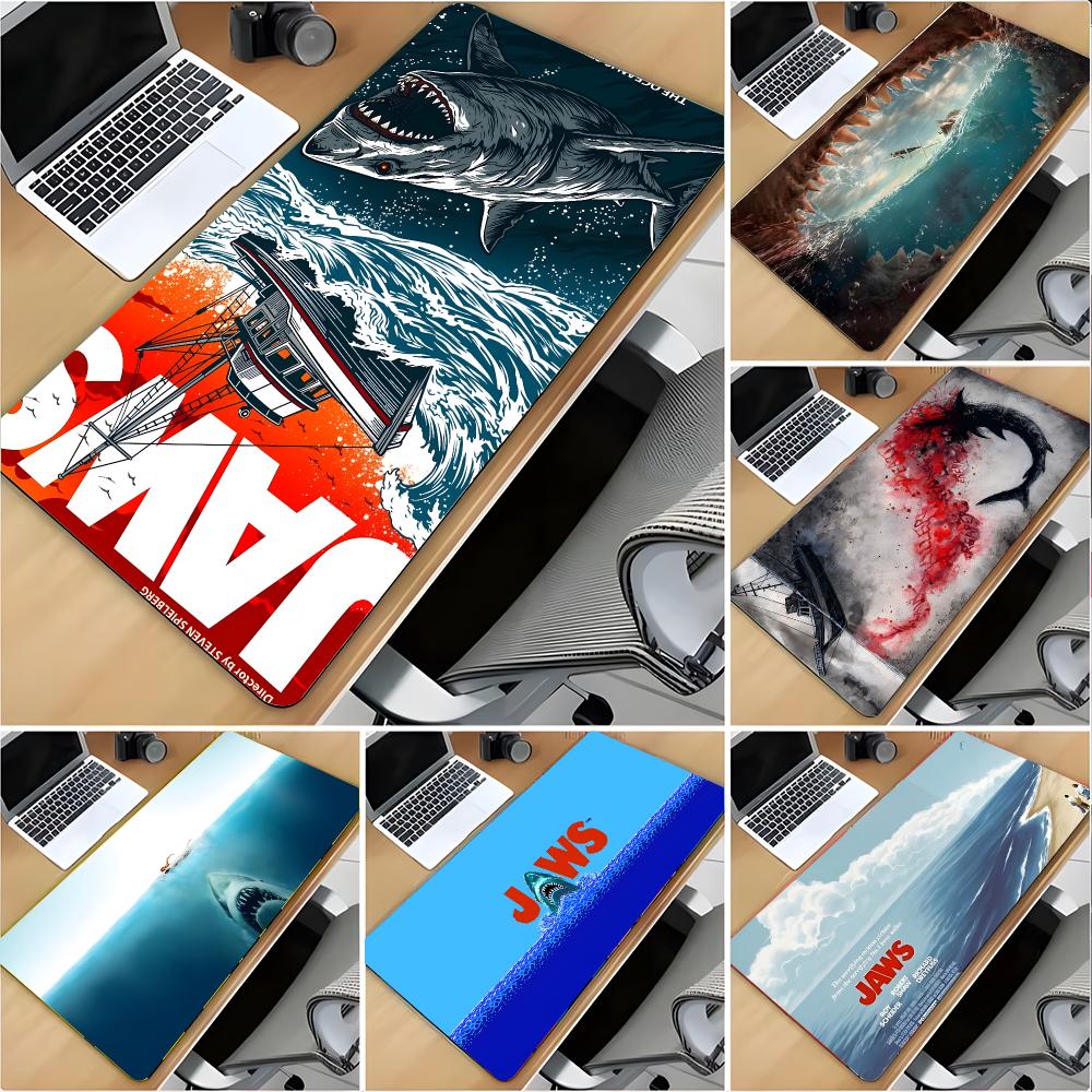 Board Game Movie - แผ่นรองเมาส์ลายหนังสยองขวัญ Jaws ขนาดใหญ่ แผ่นรองโต๊ะกันลื่นสำหรับเล่นเกม พร้อมขอบเย็บอย่างดี