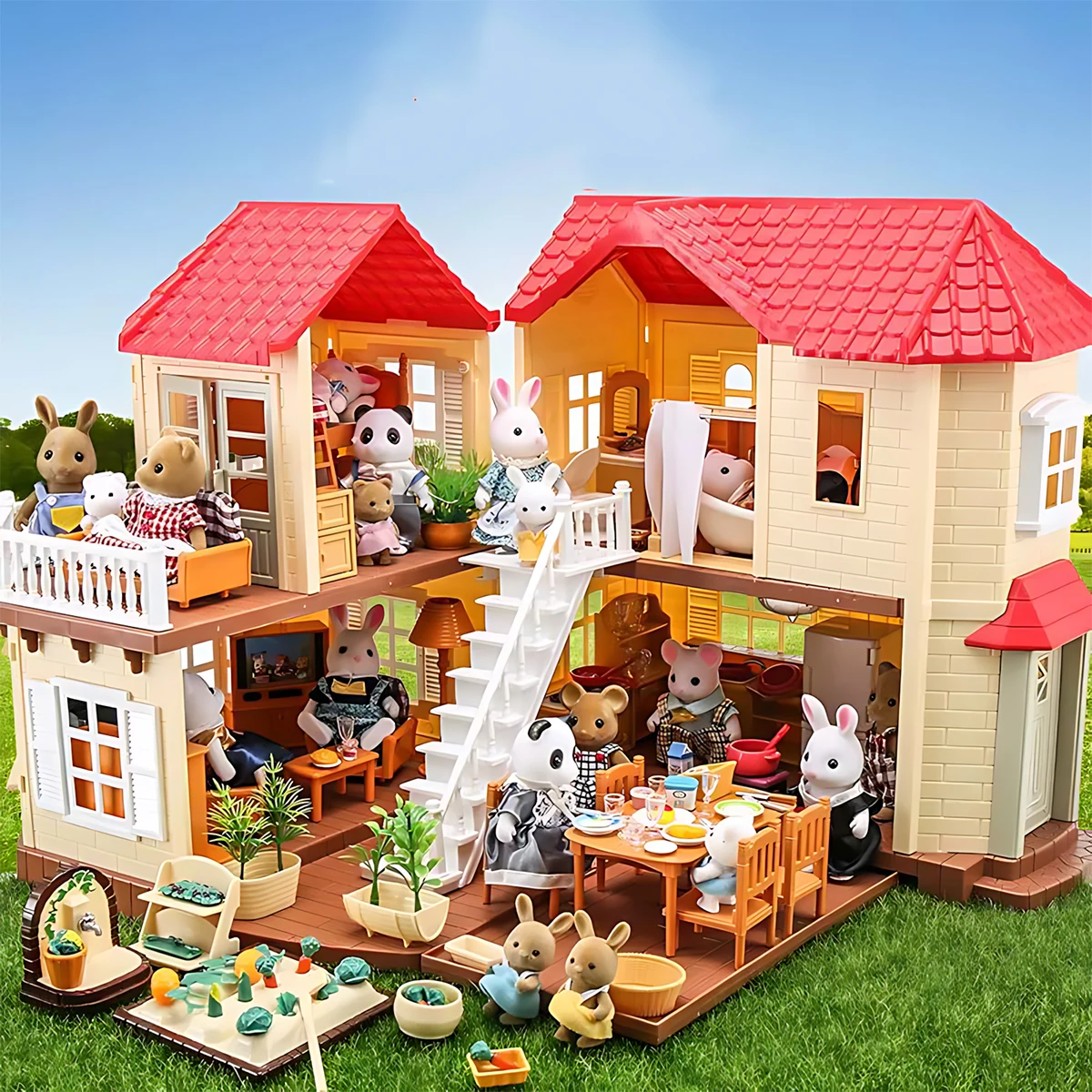 Miniature Terrain Set - เฟอร์นิเจอร์จิ๋ว 1:12 ตุ๊กตาบ้าน ชุดห้องครัว ห้องนั่งเล่น ห้องนอน