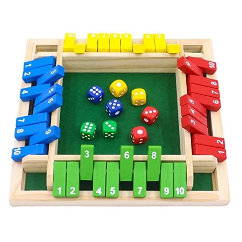 Board Game Dnd - เกมกระดานลูกเต๋าไม้ปิดกล่องสําหรับผู้เล่น 4 คนเกม Flaps & Dices