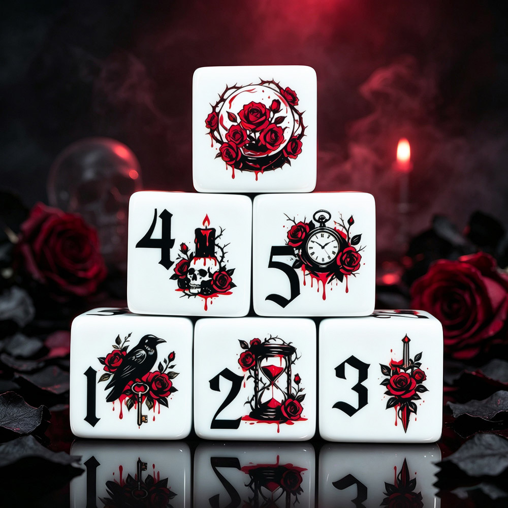ลูกเต๋าอะคริลิกพิมพ์ลายกุหลาบก - Board Game Dnd บทวิจารณ์และราคา