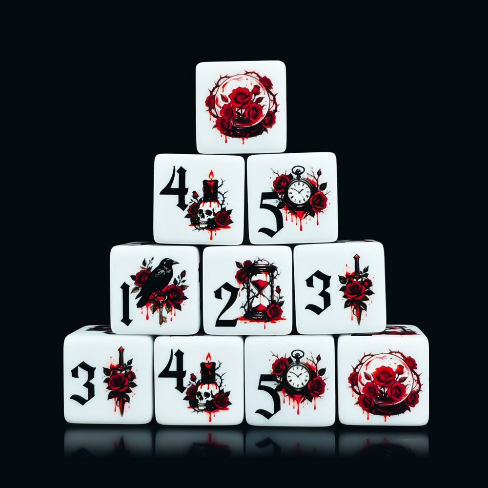 ลูกเต๋าอะคริลิกพิมพ์ลายกุหลาบก - Board Game Dnd บทวิจารณ์และราคา