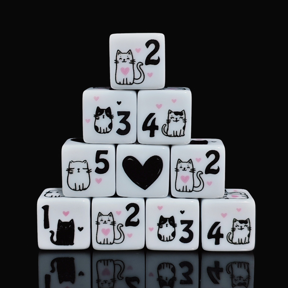 12 ชิ้น/ชุด ลูกเต๋ารูปแมวน่ารั - Board Game Dnd บทวิจารณ์และราคา