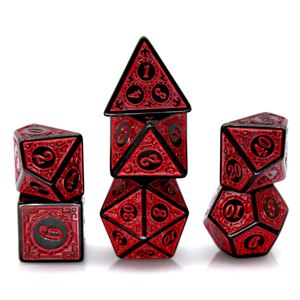 7 ชิ้นสีดำสีแดงอะคริลิคโพลีเฮด - Board Game Dnd บทวิจารณ์และราคา